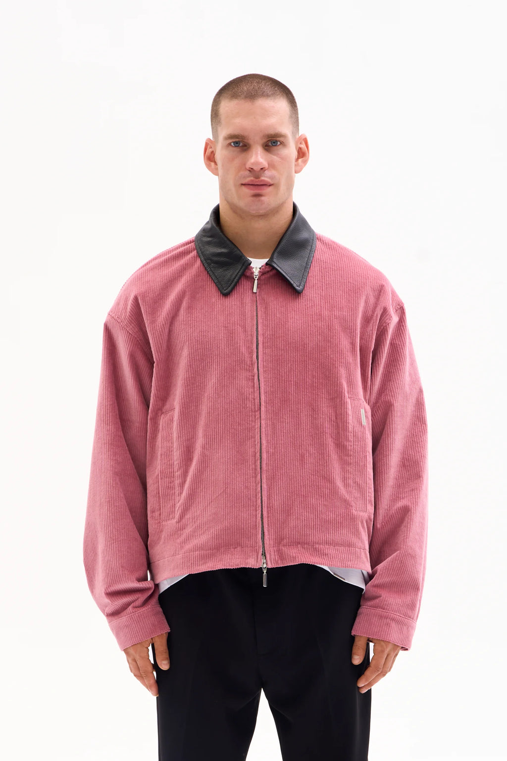 CORD JACKET - LEATHER COLLAR · DUSTY ROSE image 1