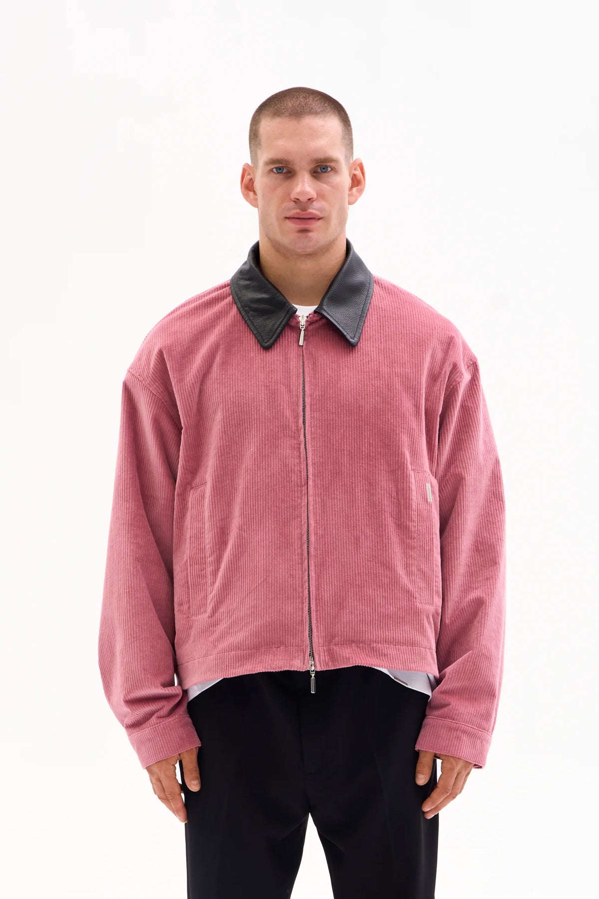 CORD JACKET - LEATHER COLLAR · DUSTY ROSE image 1