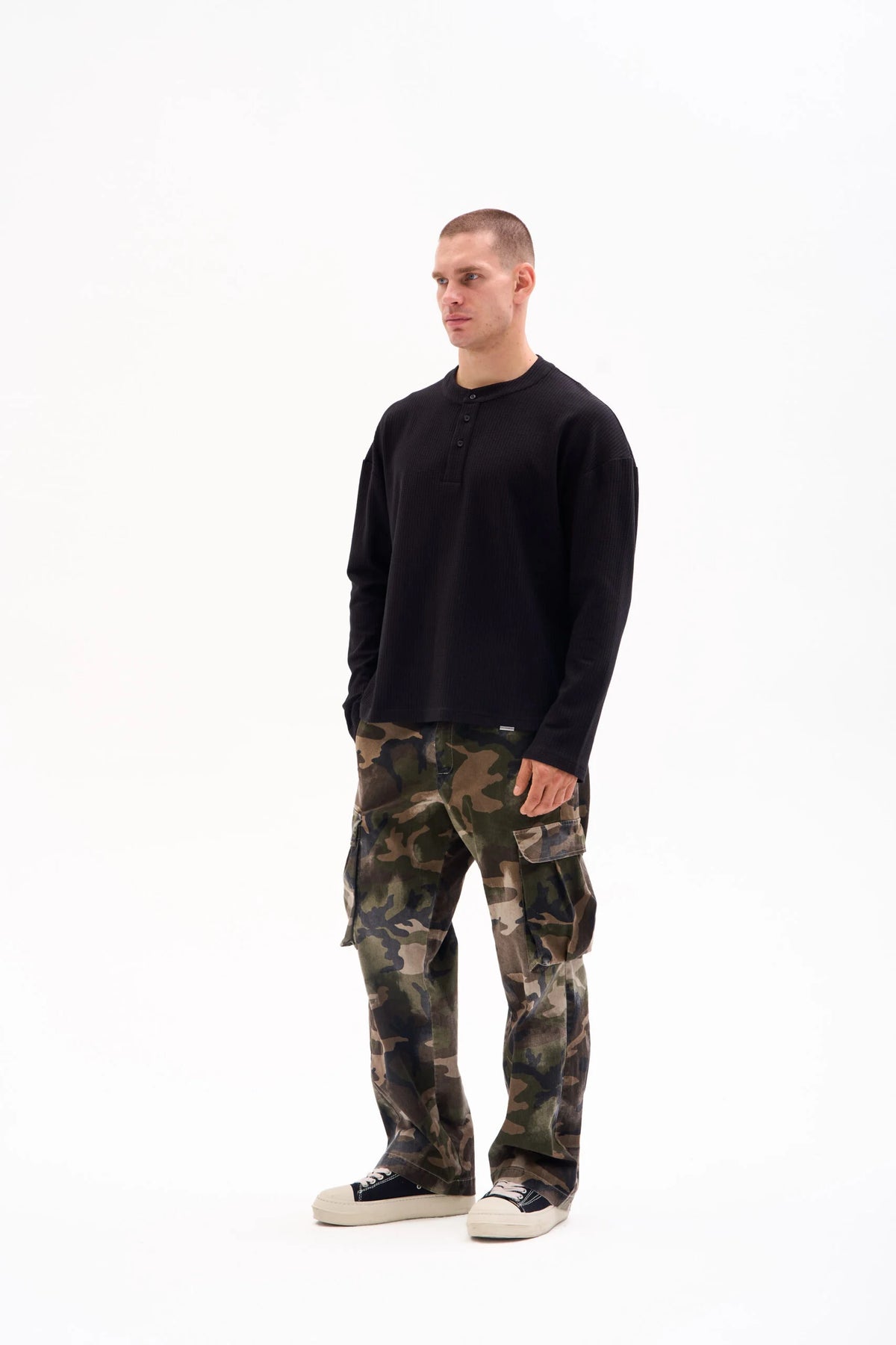 WAFFLE HENLEY 210g - BLACK image 6