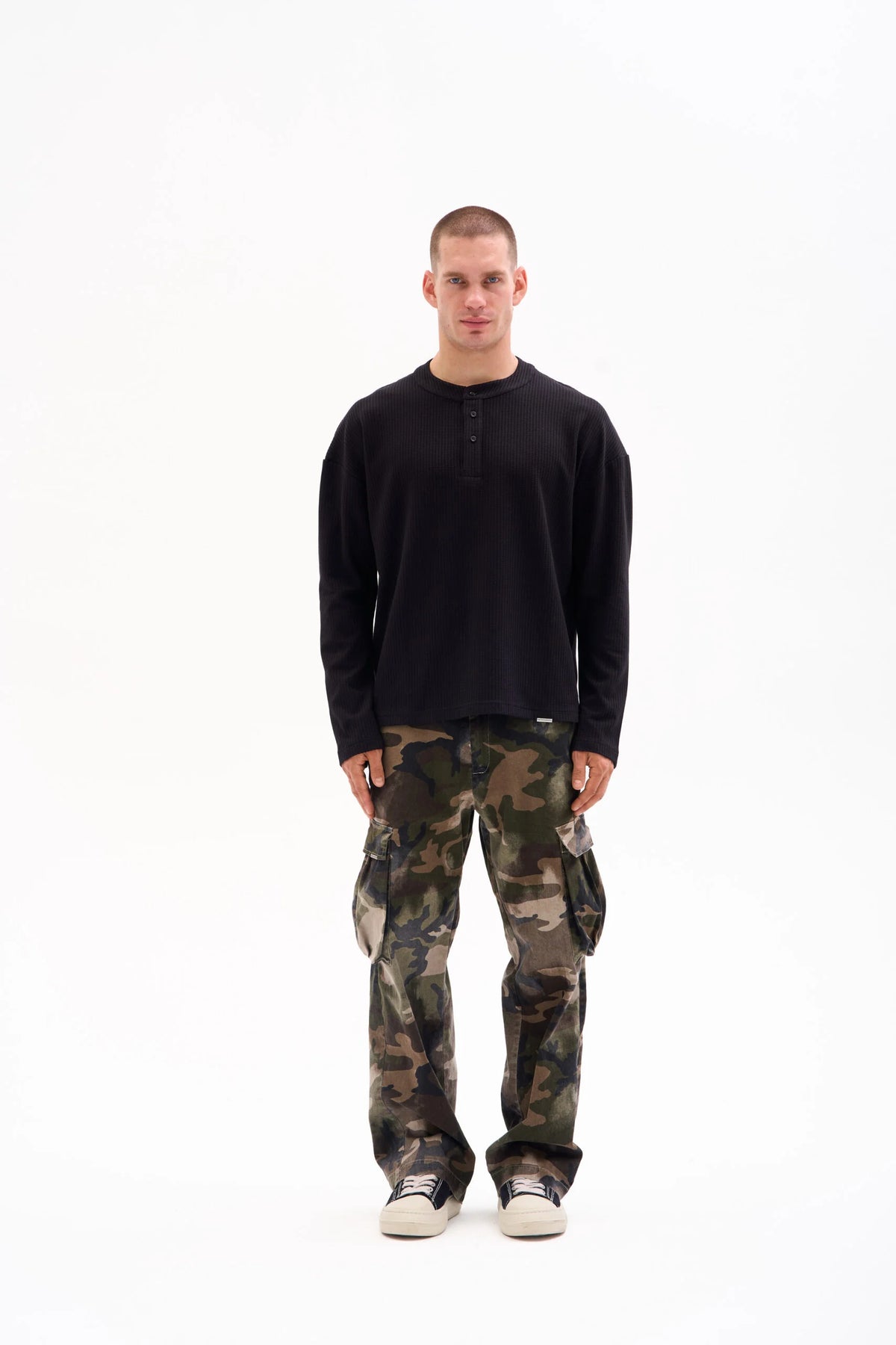 WAFFLE HENLEY 210g - BLACK image 3