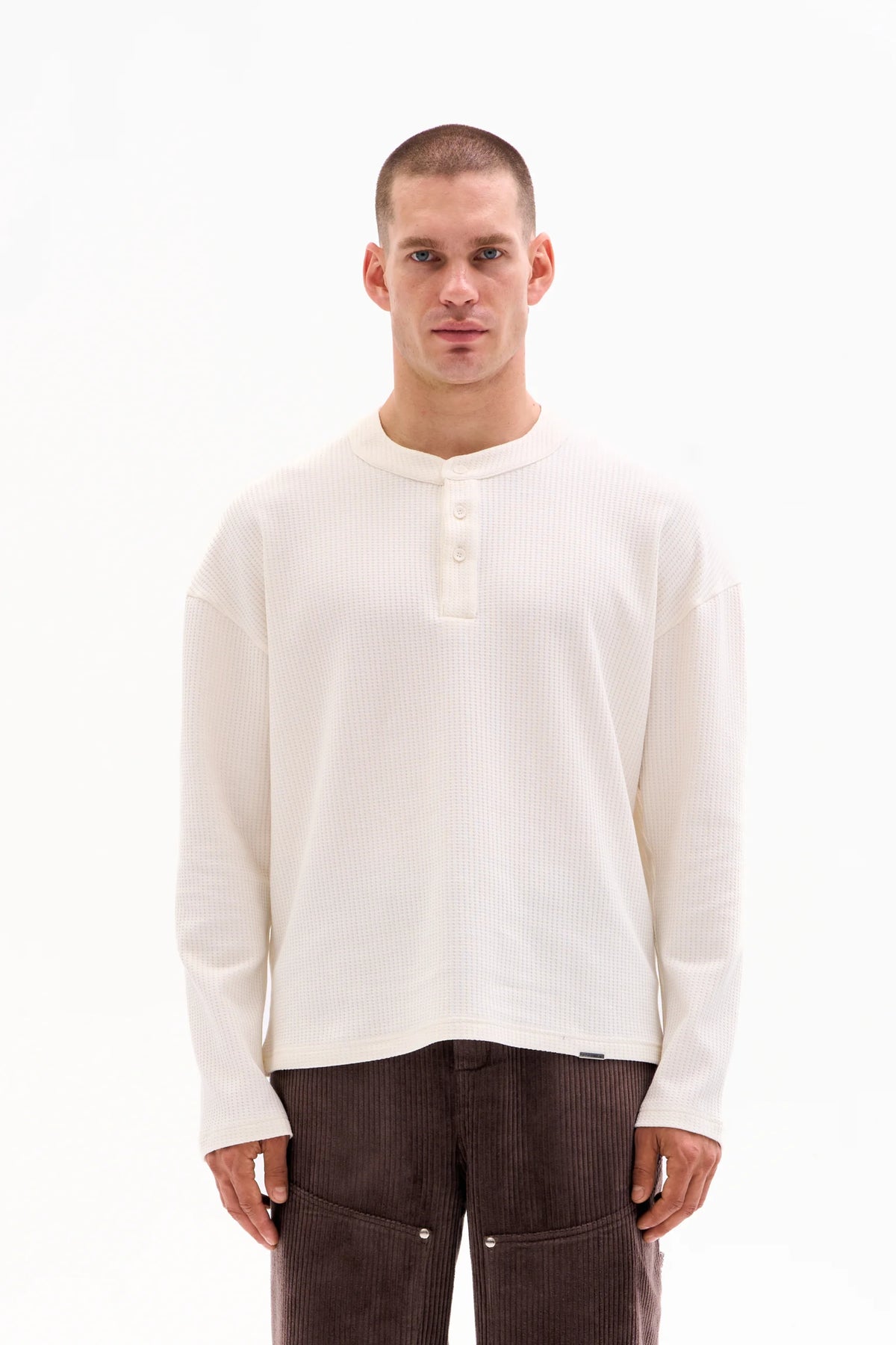 WAFFLE HENLEY 210g - ECRU image 0