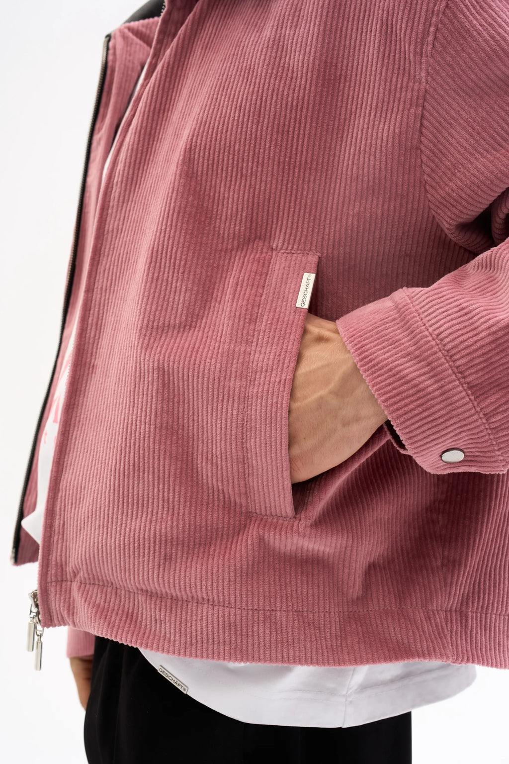 CORD JACKET - LEATHER COLLAR · DUSTY ROSE image 9