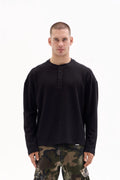 WAFFLE HENLEY 210g - BLACK image 0