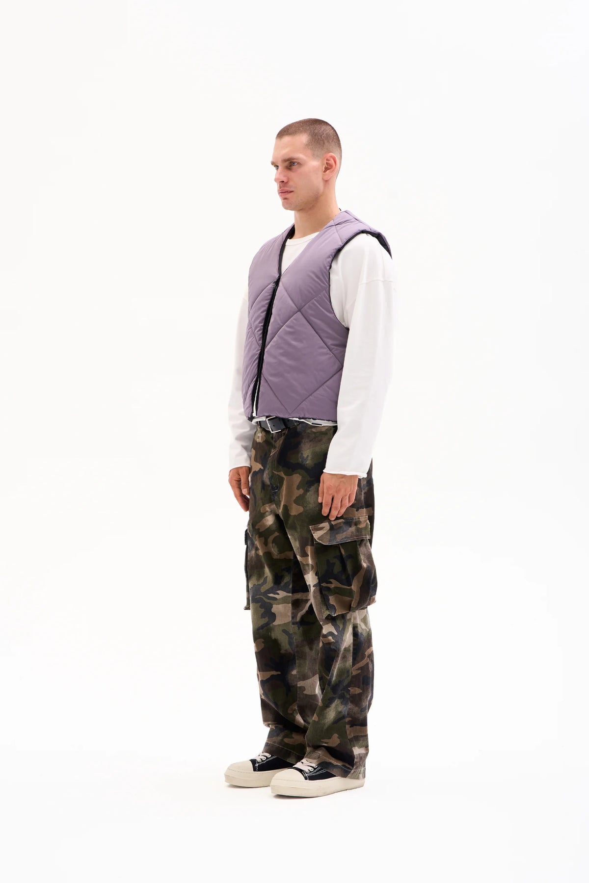 DIAMOND QUILT VEST - DUSTY LILAC image 1