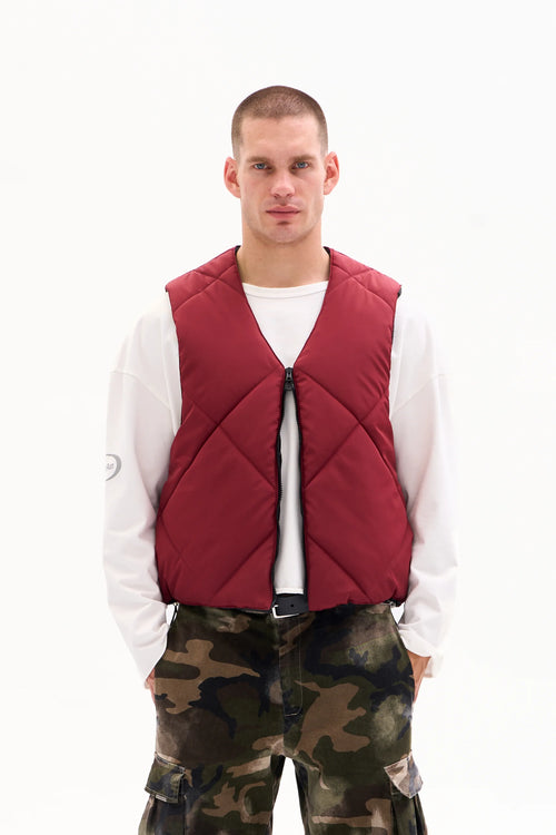 DIAMOND QUILT VEST - BURGUNDY image 0