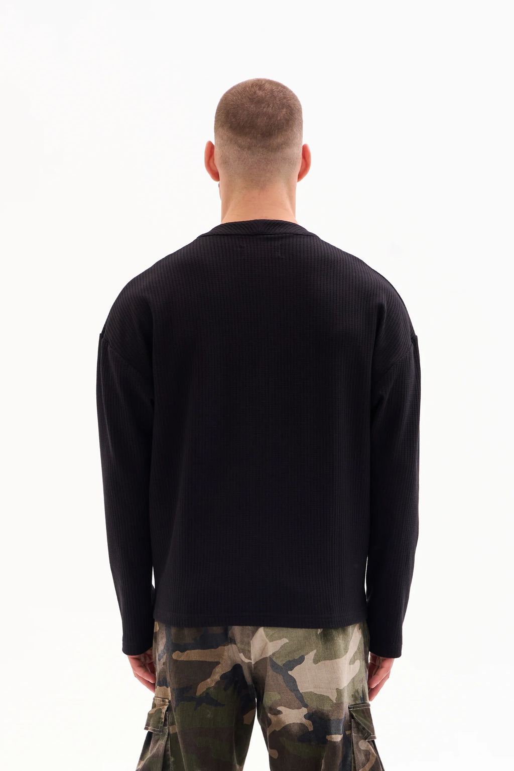 WAFFLE HENLEY 210g - BLACK image 2