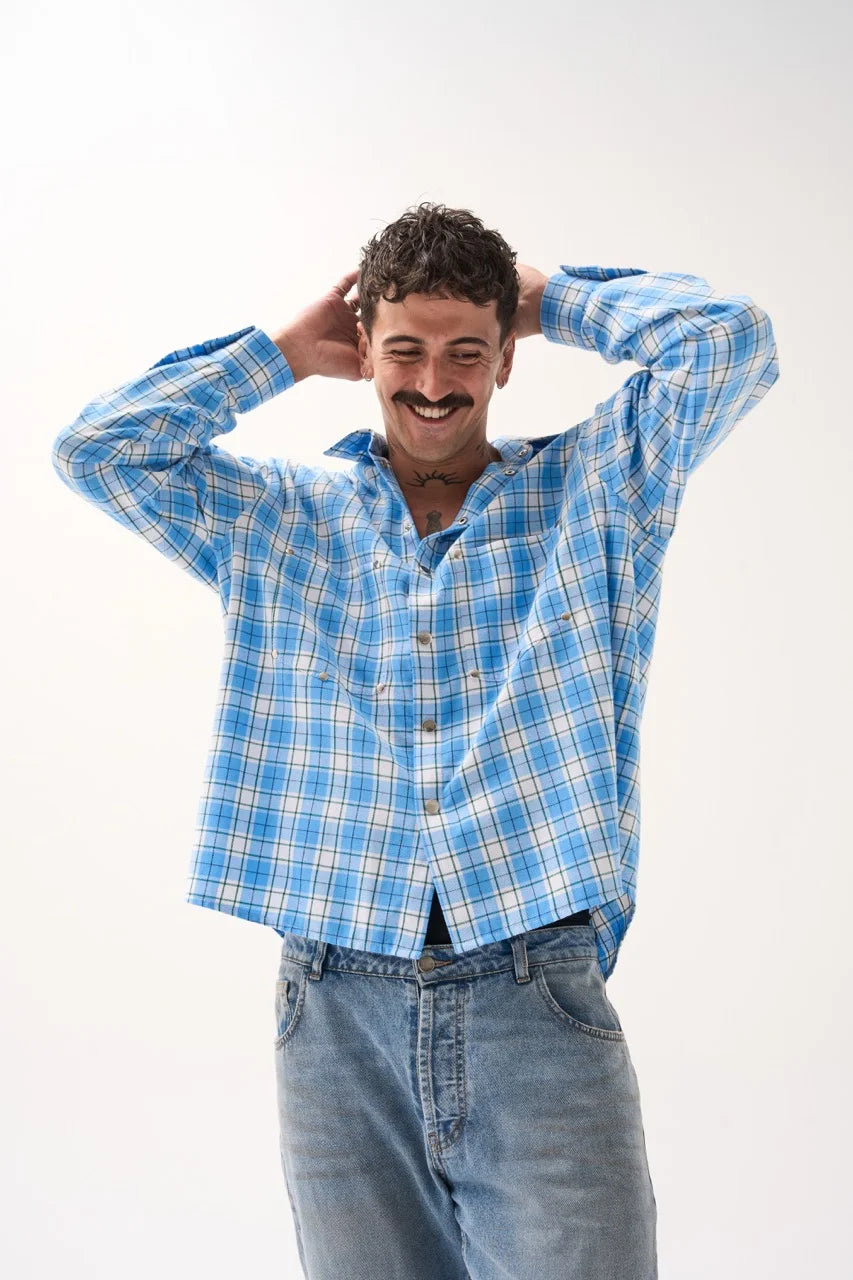 WORKWEAR OVERSHIRT / SKY BLUE CHECK image 3