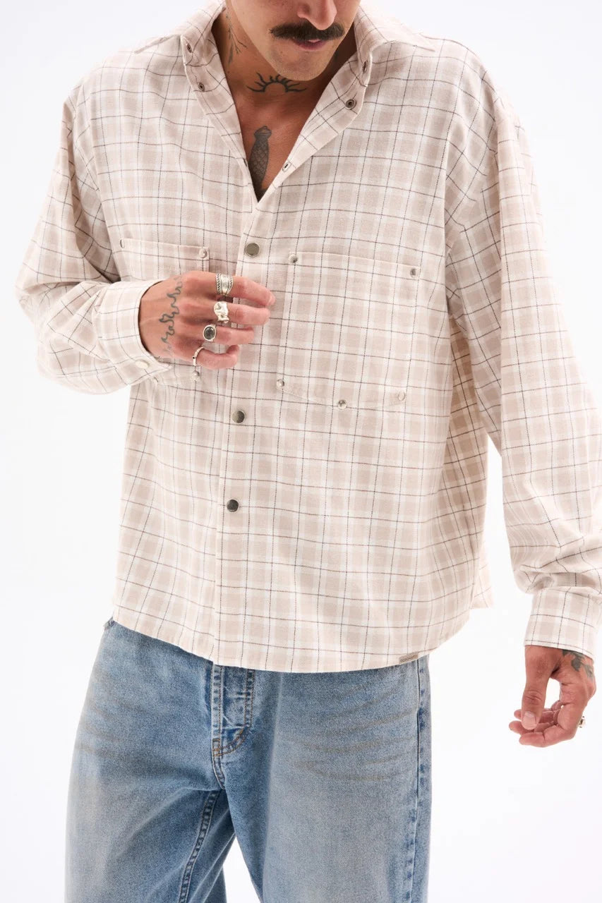 WORKWEAR OVERSHIRT / CREAM CHECK image 6