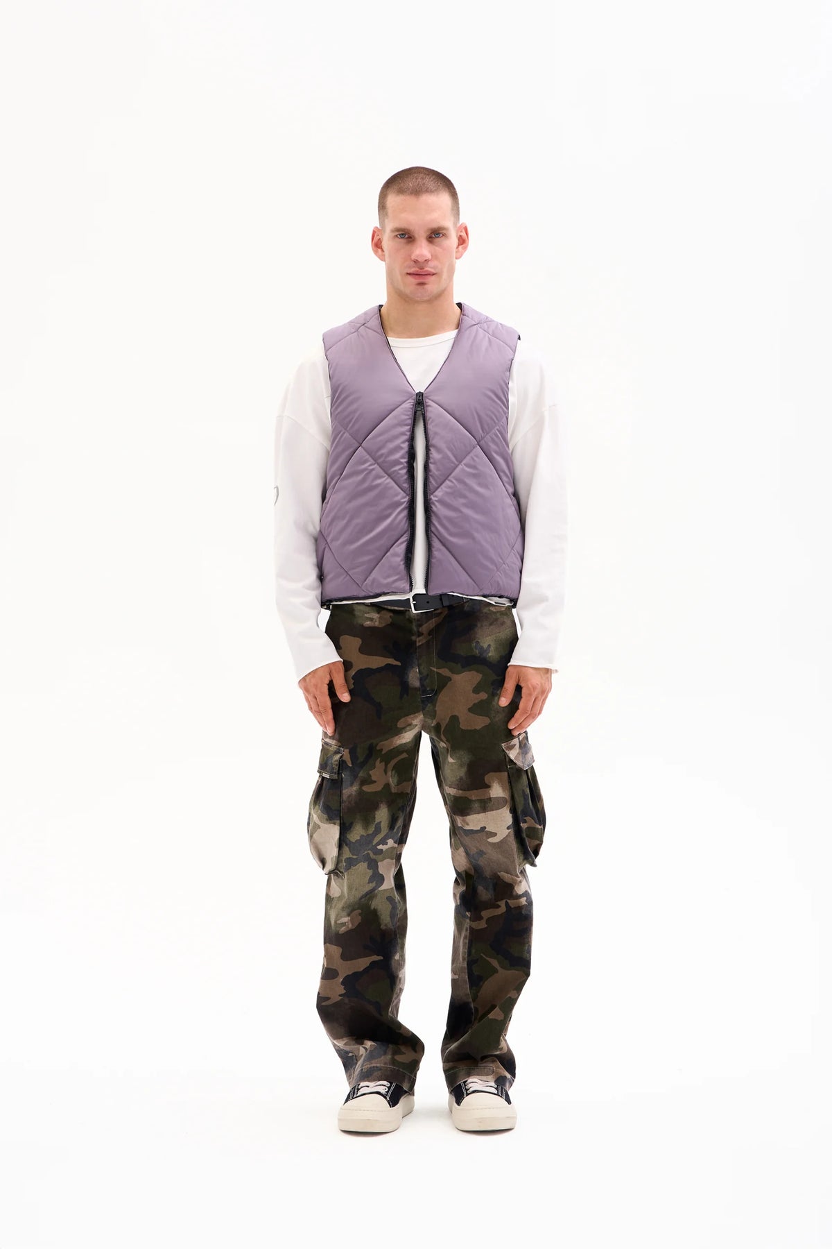 DIAMOND QUILT VEST - DUSTY LILAC image 4