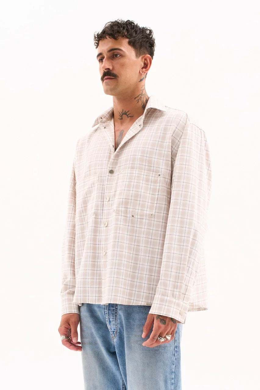 WORKWEAR OVERSHIRT / CREAM CHECK image 2
