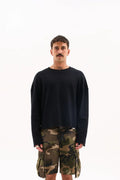 RAW EDGE WAFFLE KNIT / BLACK image 0