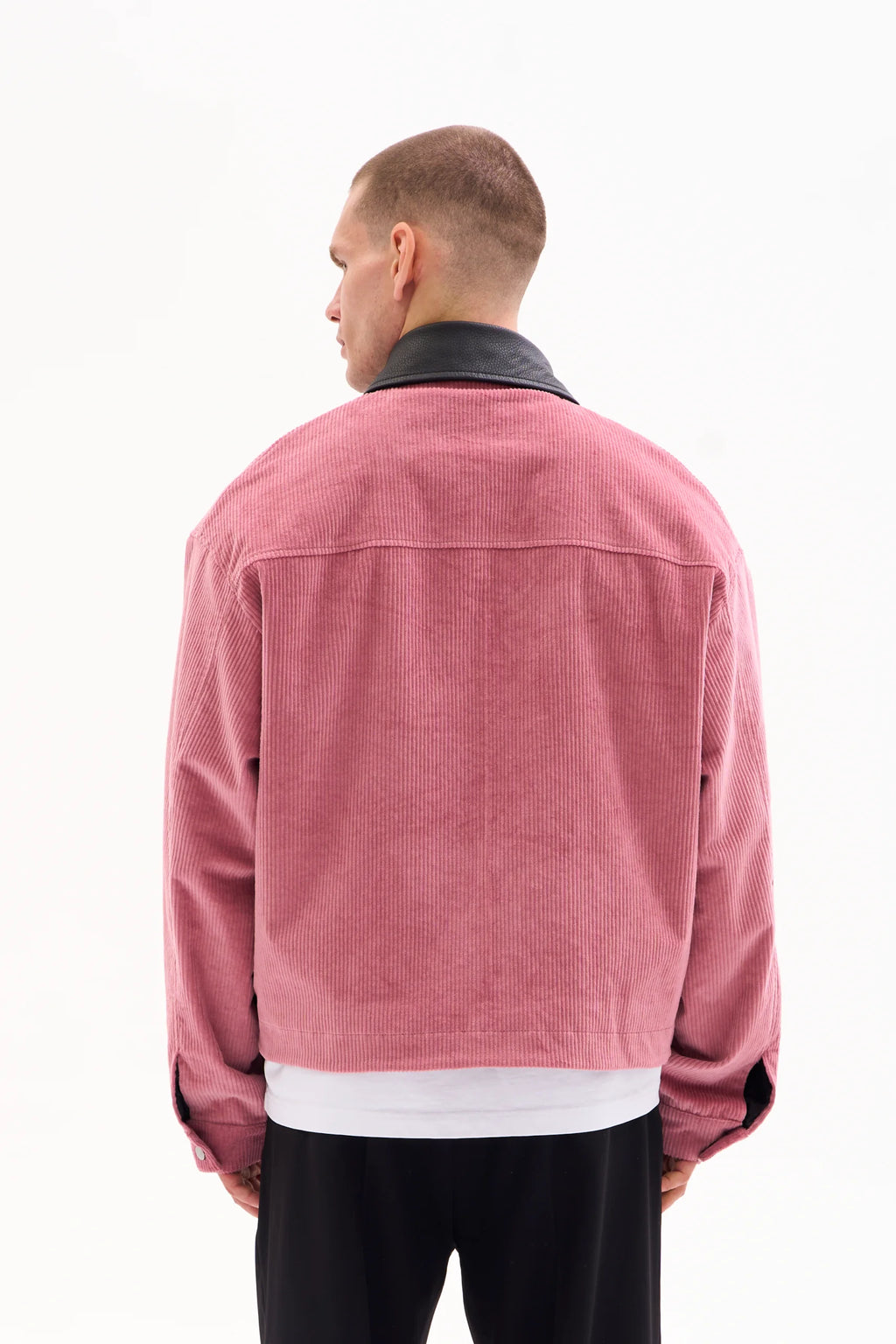 CORD JACKET - LEATHER COLLAR · DUSTY ROSE image 3