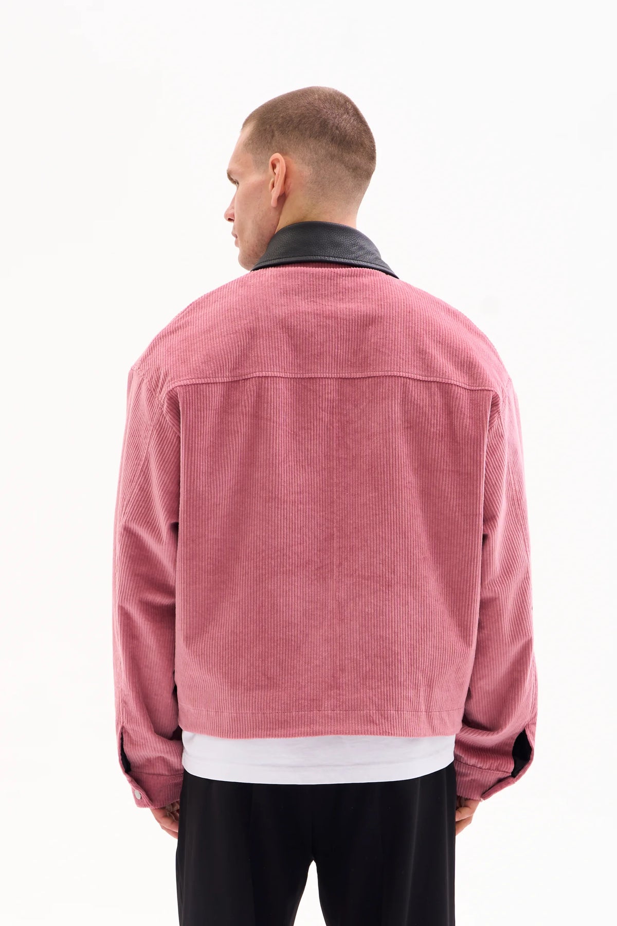 CORD JACKET - LEATHER COLLAR · DUSTY ROSE image 3