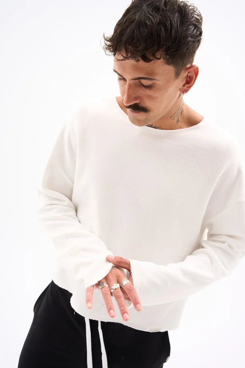 RAW EDGE KNIT / ECRU image 1