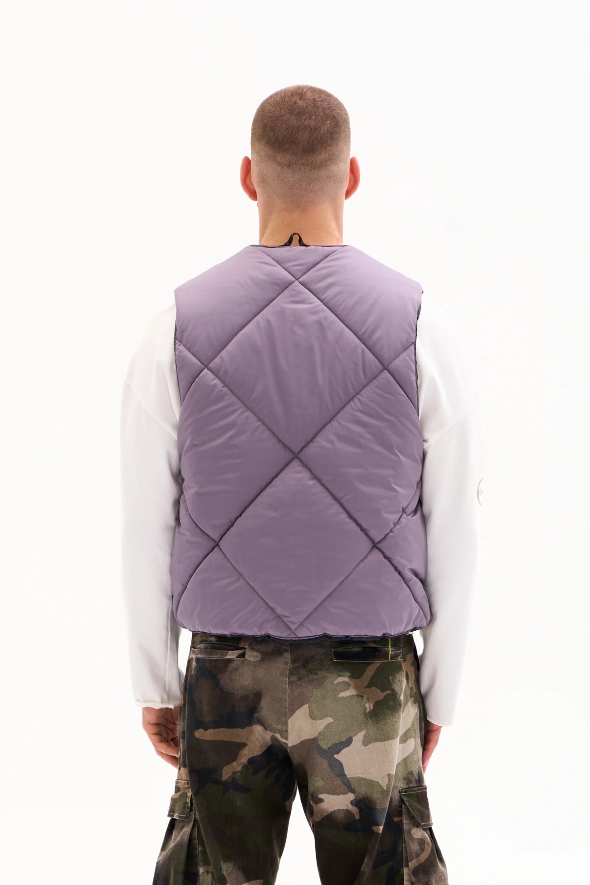 DIAMOND QUILT VEST - DUSTY LILAC image 2