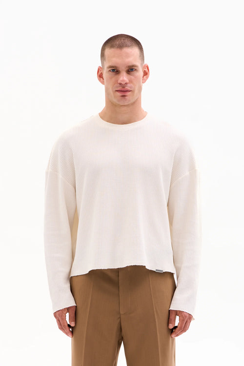 RAW EDGE WAFFLE KNIT - ECRU image 0