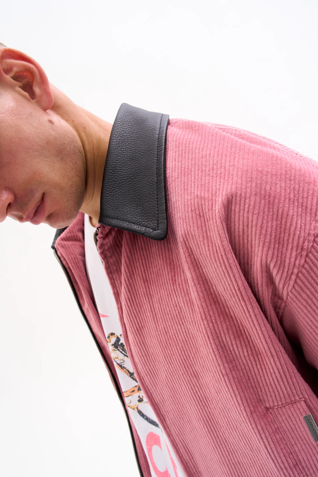 CORD JACKET - LEATHER COLLAR · DUSTY ROSE image 8