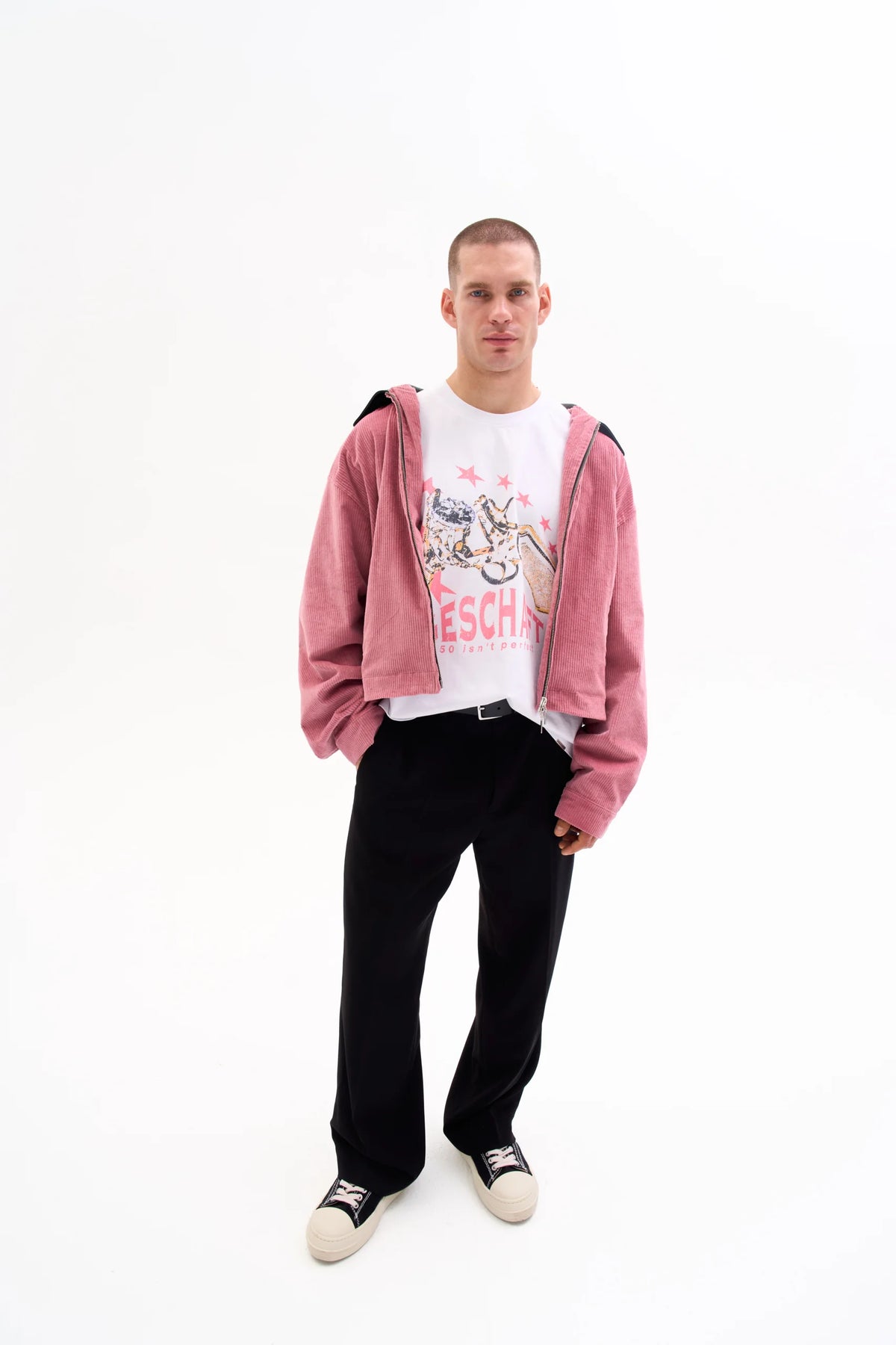 CORD JACKET - LEATHER COLLAR · DUSTY ROSE image 2