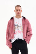 CORD JACKET - LEATHER COLLAR · DUSTY ROSE image 0