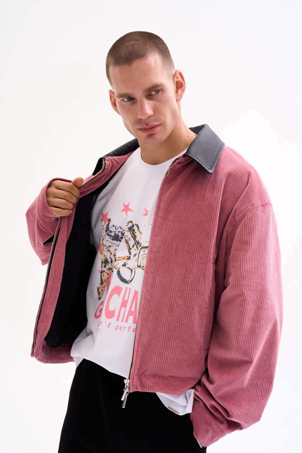 CORD JACKET - LEATHER COLLAR · DUSTY ROSE image 10
