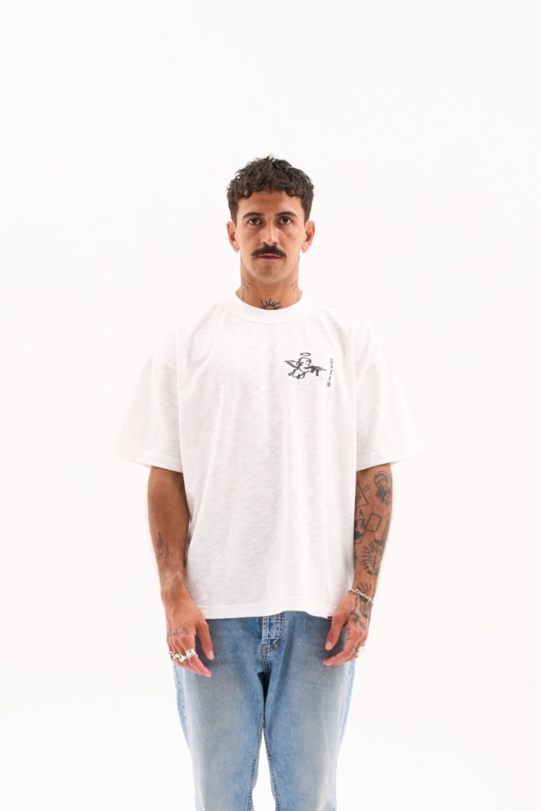 TEXTURED WHITE TEE 200g/m2