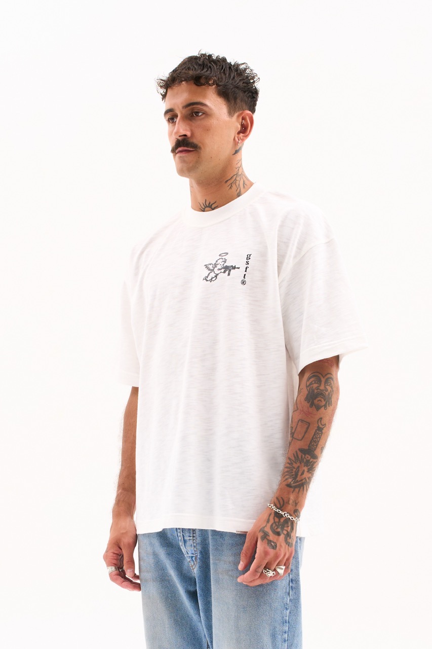 TEXTURED WHITE TEE 200g/m2 - Image 4