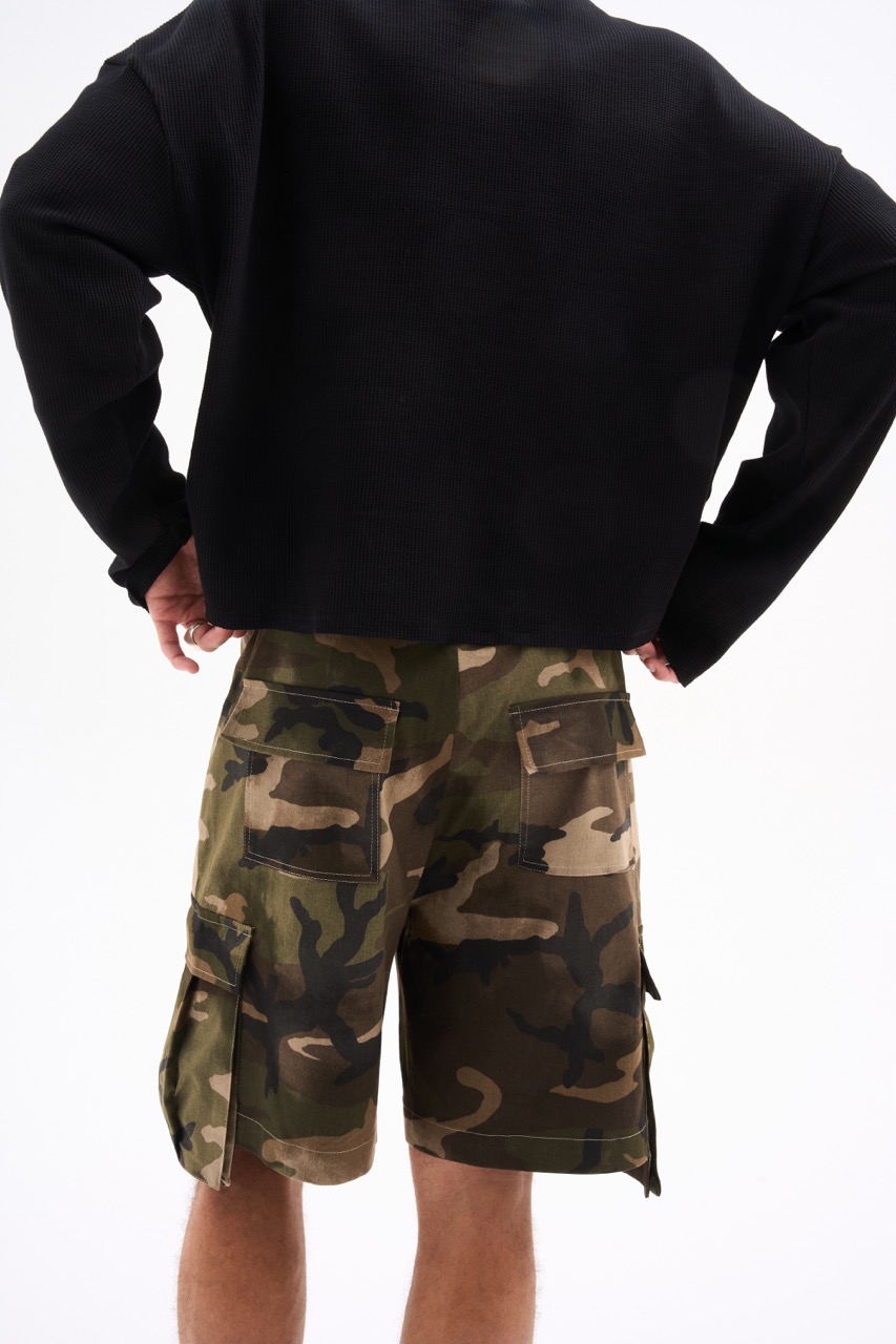 RAW EDGE WAFFLE KNIT / BLACK - Image 5