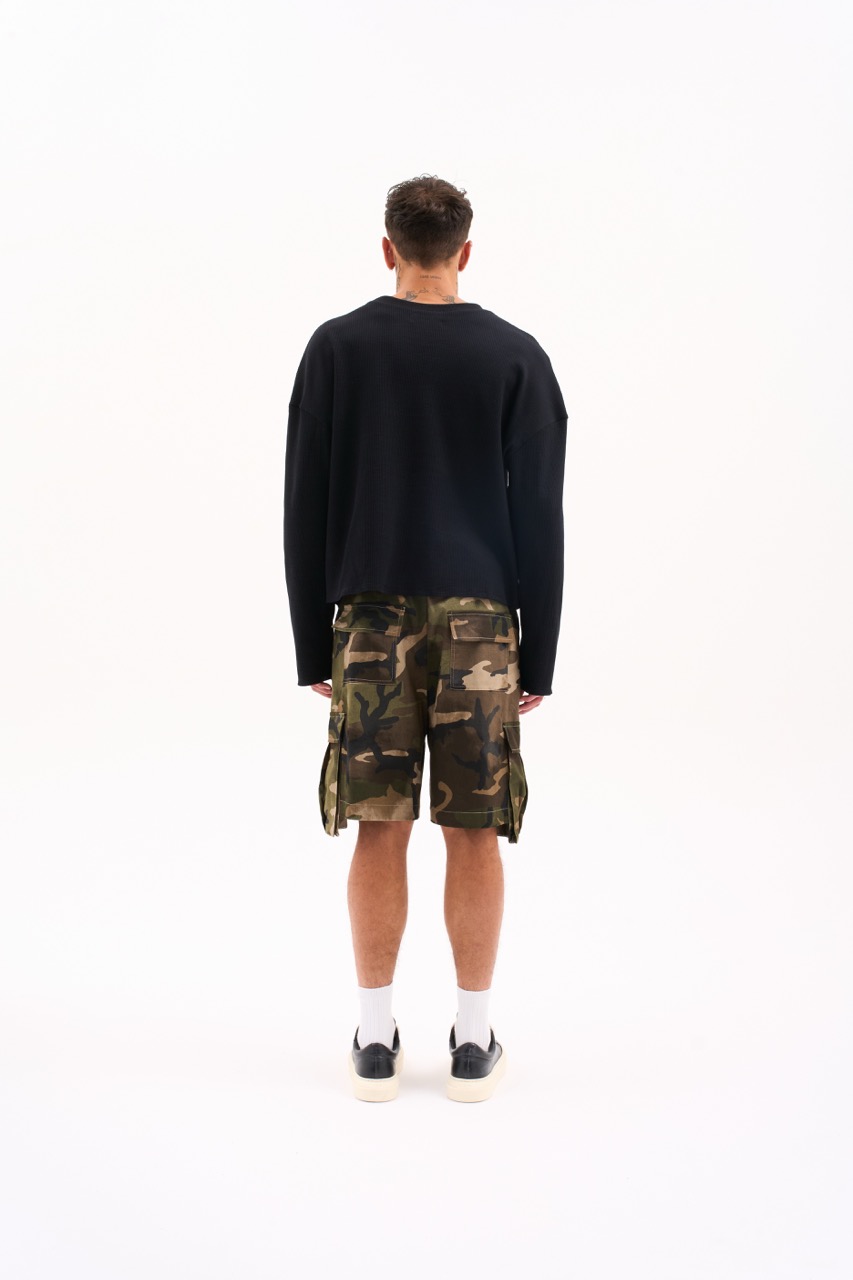 RAW EDGE WAFFLE KNIT / BLACK - Image 3