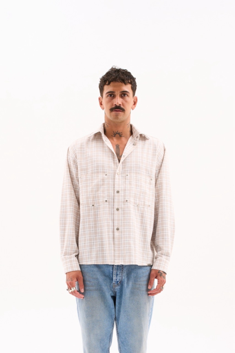 WORKWEAR OVERSHIRT / CREAM CHECK