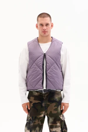 DIAMOND QUILT VEST - DUSTY LILAC