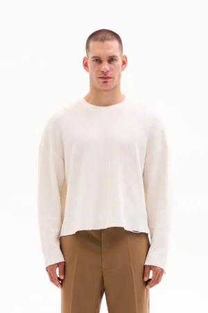 RAW EDGE WAFFLE KNIT - ECRU