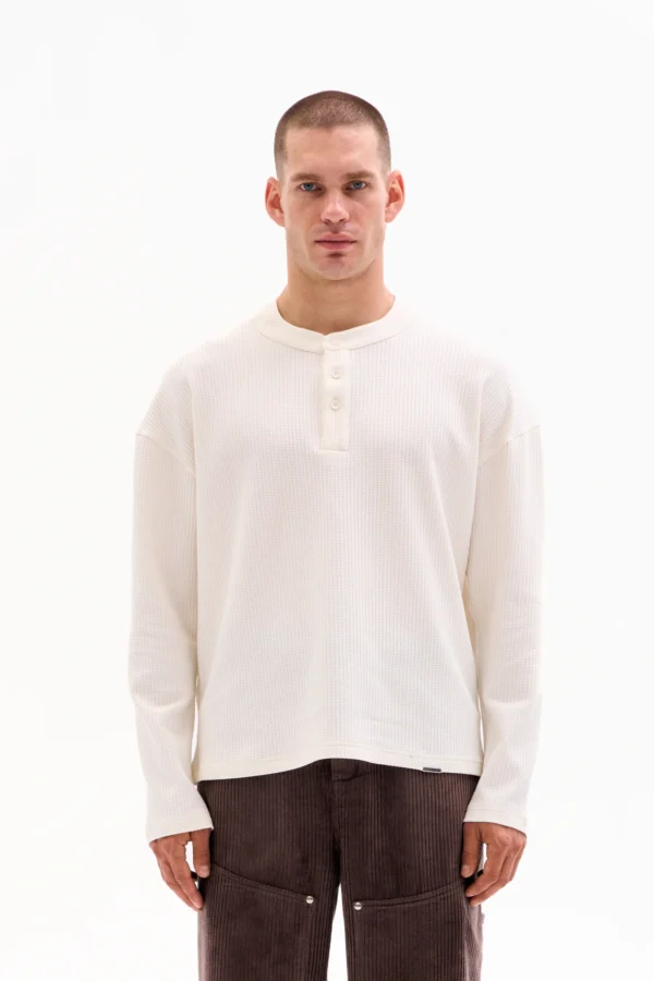 WAFFLE HENLEY 210g - ECRU